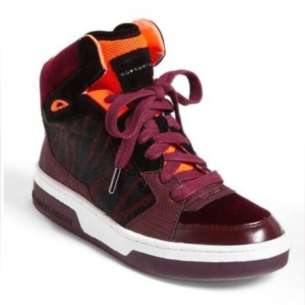 NWT KG Kurt Geiger Burgundy/Orange Loud Sneaker size 10